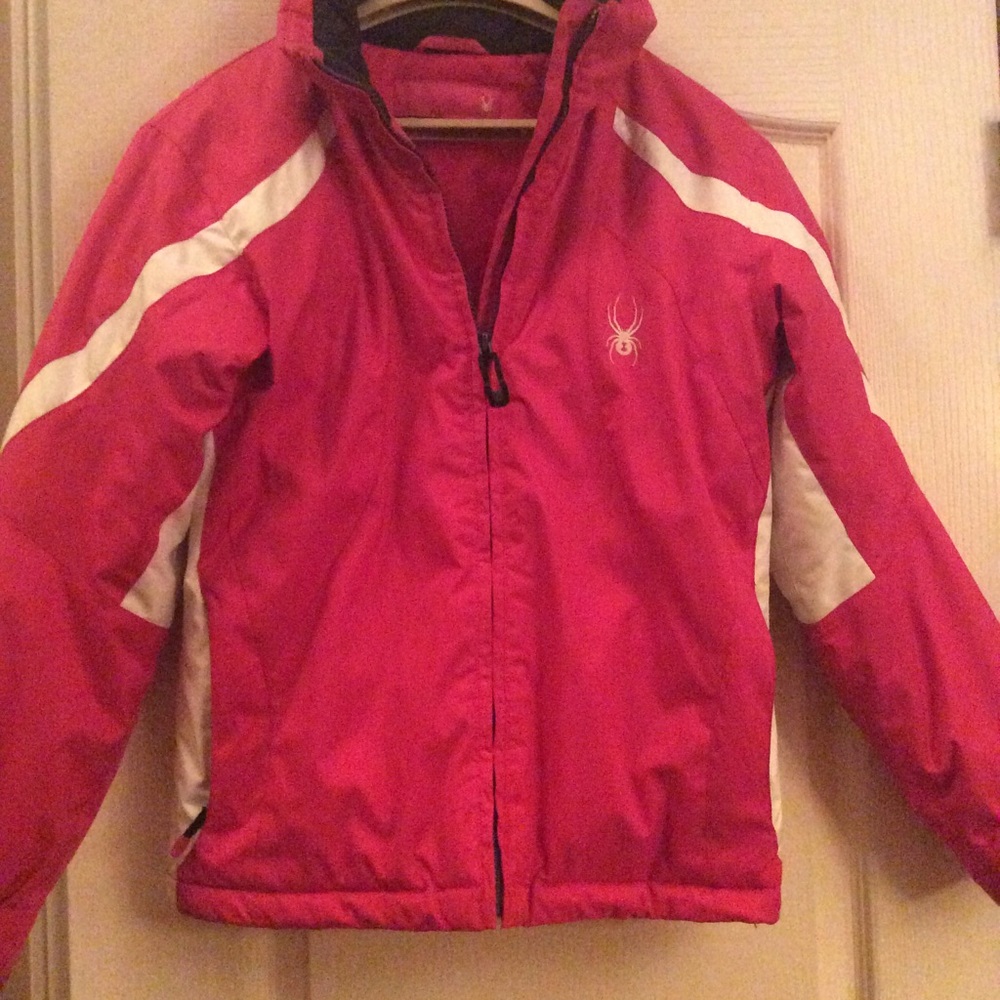 Spyder Kids Red and White Puffer Jacket